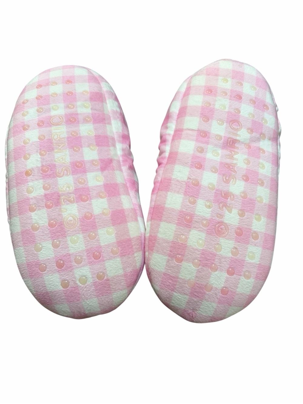 Keroppi 3D Pink Gingham Plush Slippers - Picture 2 of 5